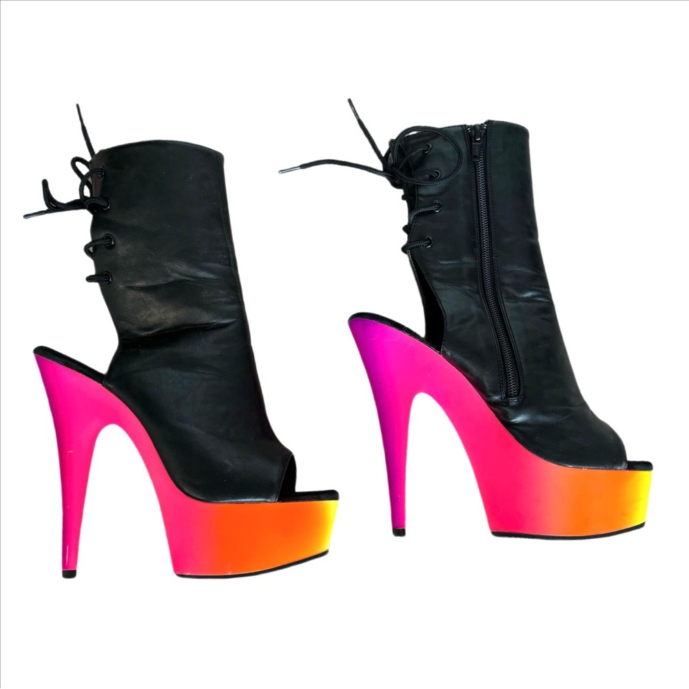 Pleaser Rainbow Neon Platform Heels Size 7